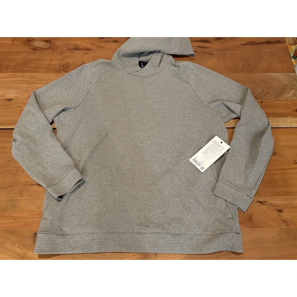 Lululemon Ease The Day Textured Double Knit Cotton Hoodie Grey Black $148 XXL